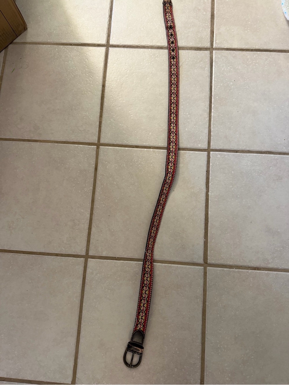 Woven Red Patterned Women's Belt